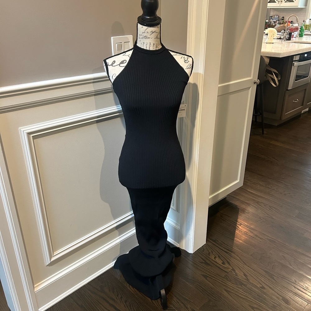 Good American Black Ribbed Maxi Dress